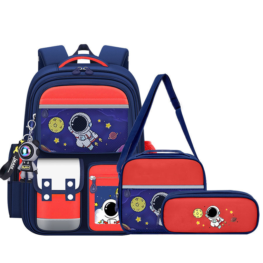 Three-piece Set Astronaut Grade One To Six Boys Spine Backpacks