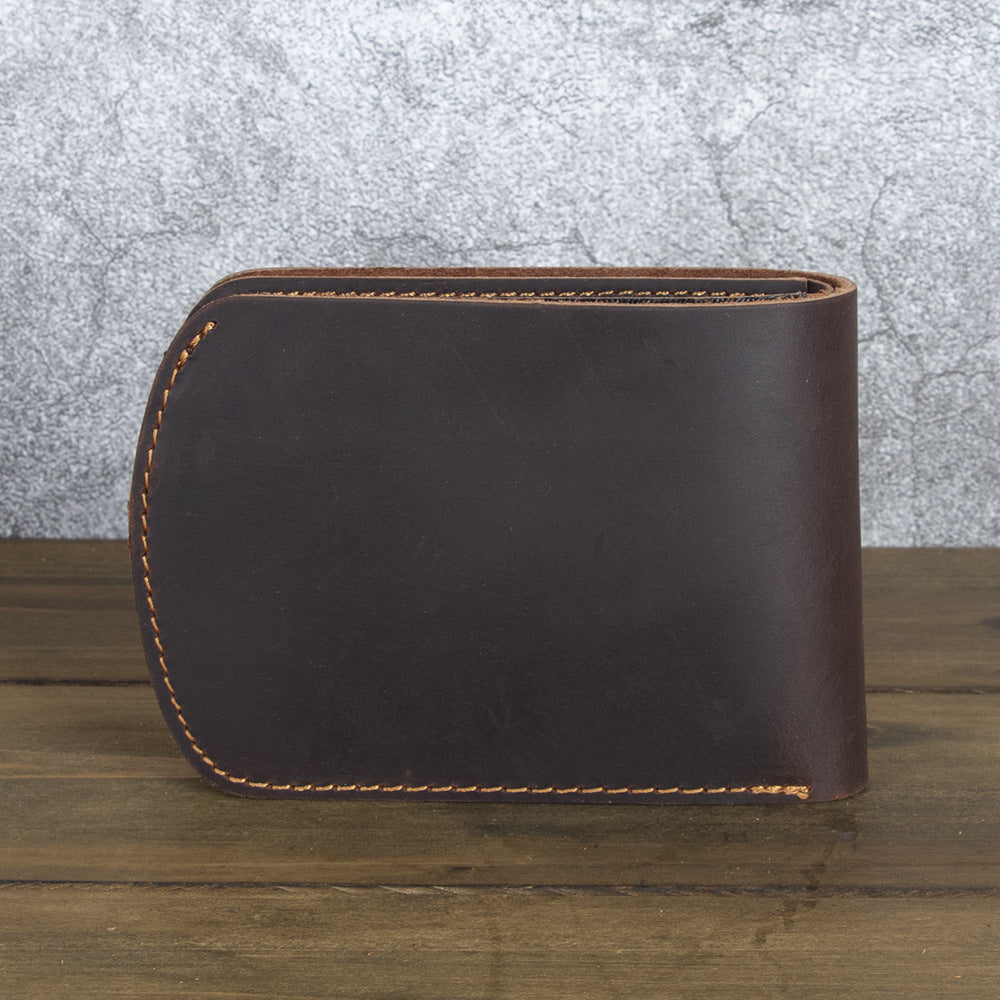 Men's Craft Leather American Gold Clip Horizontal Top Layer Cowhide Crazy Men's Wallet