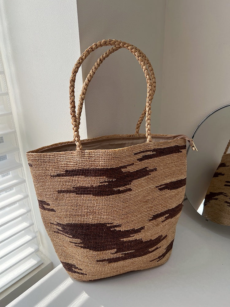 Raffia Hand-woven Hat Female Summer Seaside Vacation Beach Large Shoulder Bags