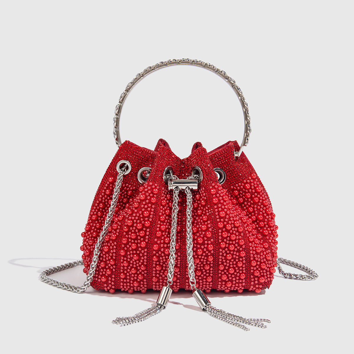 Women's Gradient Color Full Diamond Tassel Dinner Bag