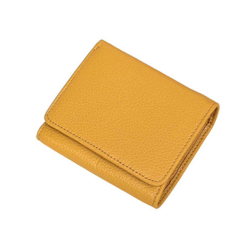 Women's Genuine Leather Short Chic Organ Two Fold Multiple Ladies Wallet