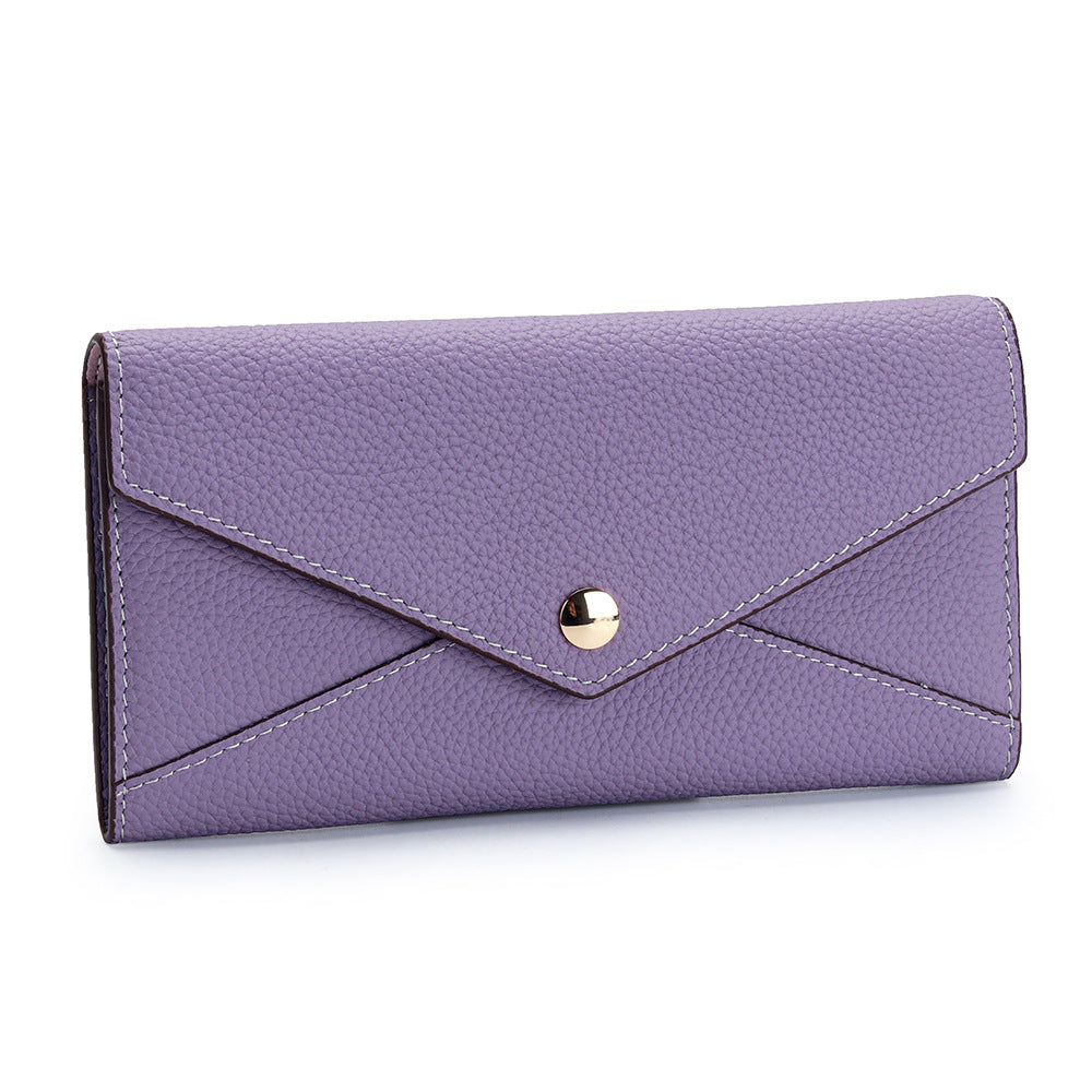 First Layer Cowhide Long Large Capacity Ladies Wallet