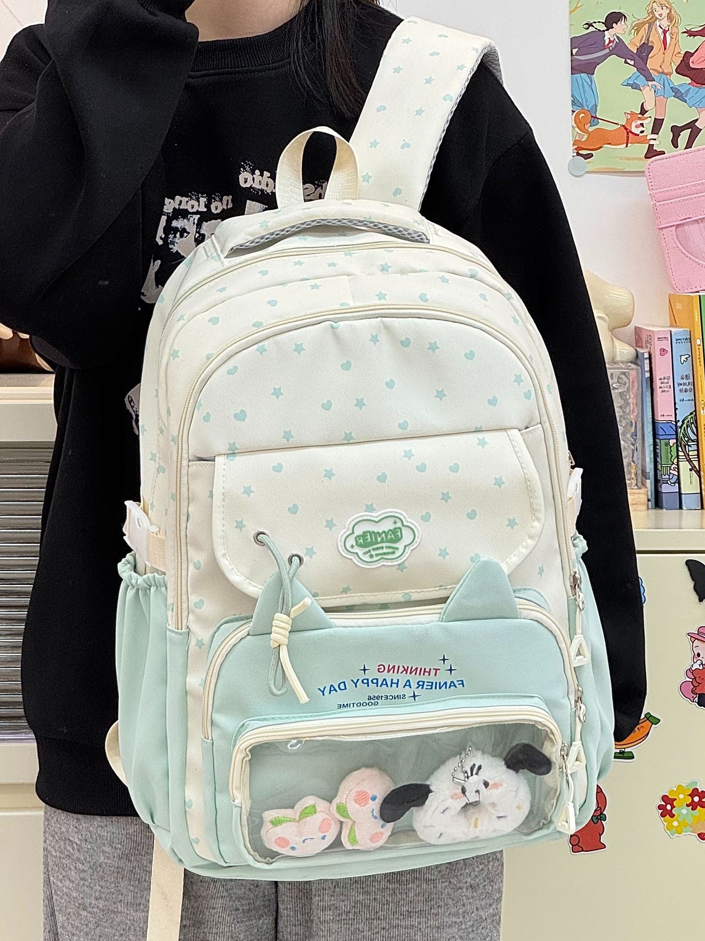 Good-looking Fresh Sweet Bar Cartoon Female Lightweight Large Leisure Backpack