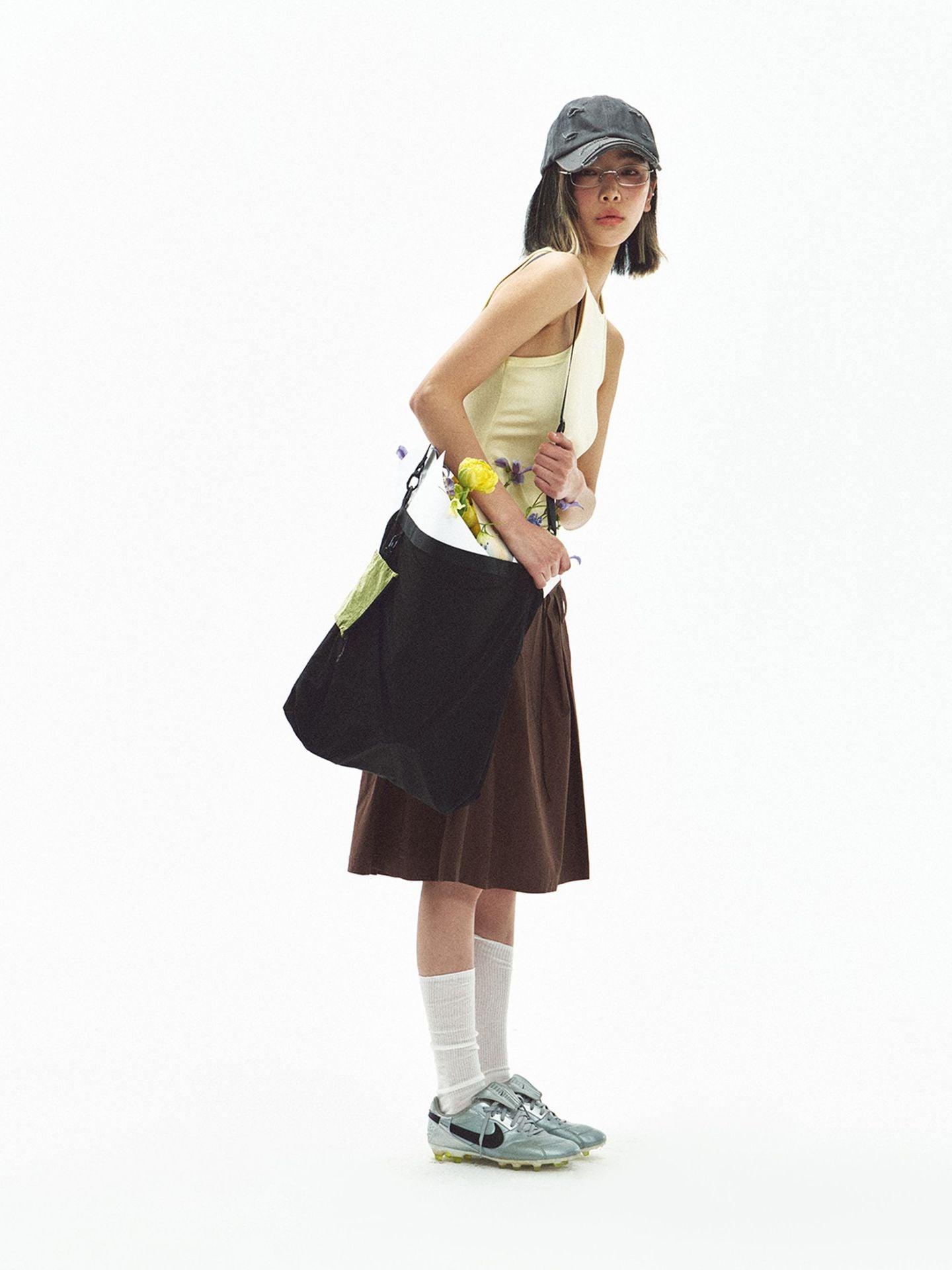 Women's Black Logo Can Store Lightweight Nylon Bags