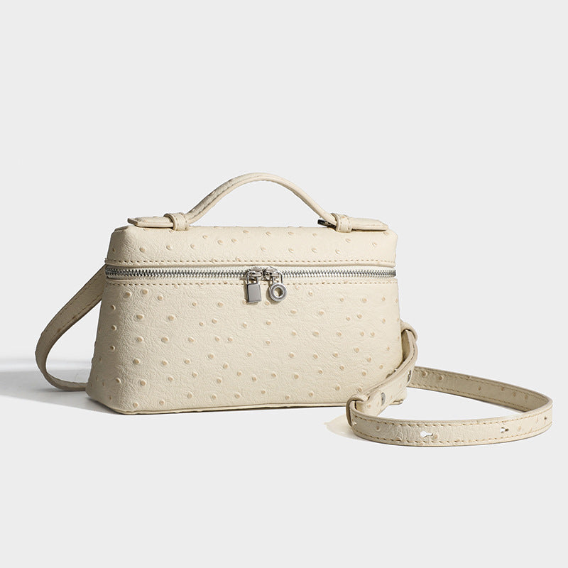Women's Ostrich Grain Lunch Box Fashion Portable Small Square Bag