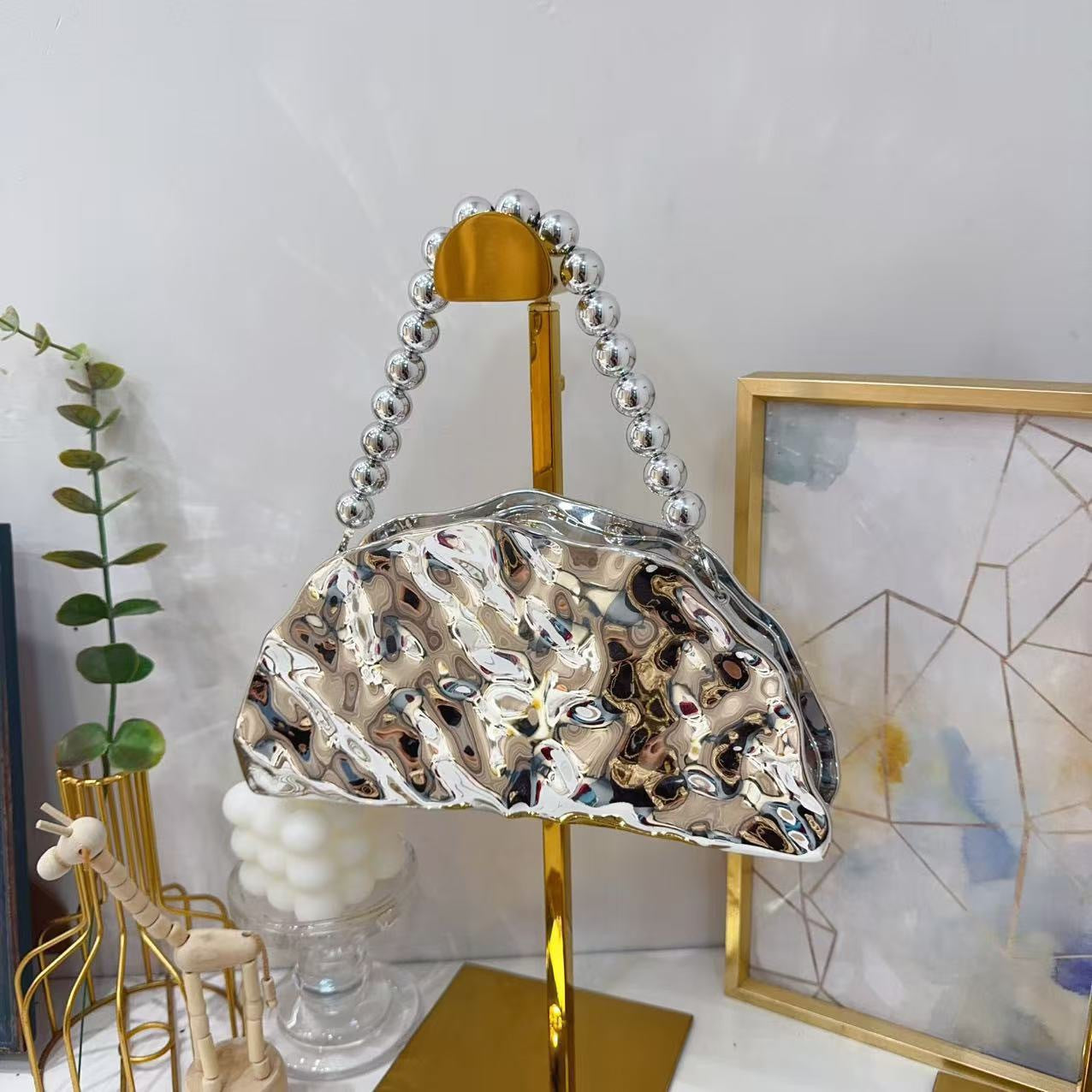 Dinner Light Luxury High-grade Electroplated Metal Women's Messenger Bag