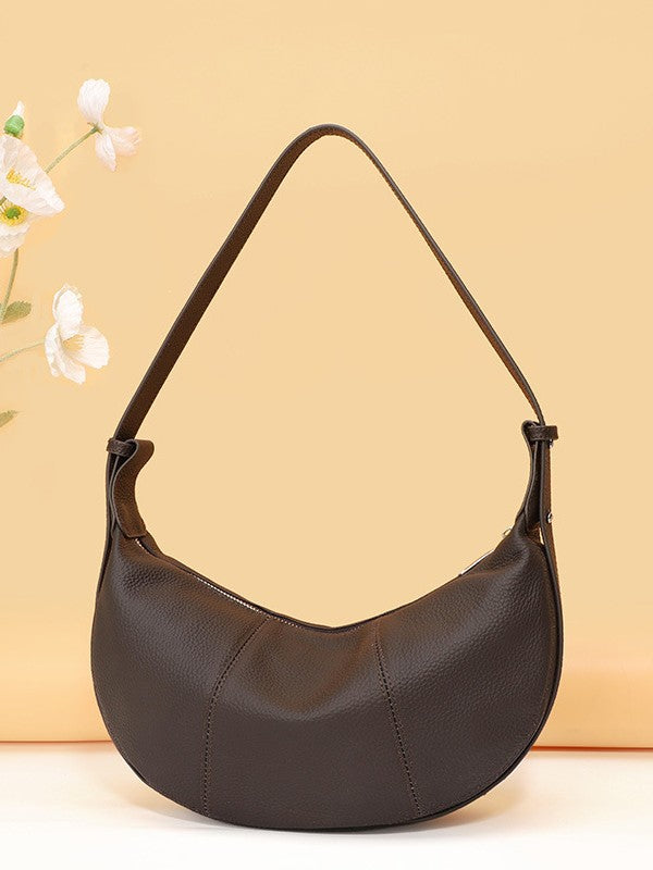 Women's Layer Cowhide Dumpling Genuine Croissant Selenodont Niche High Sense One Women's Leather Bag