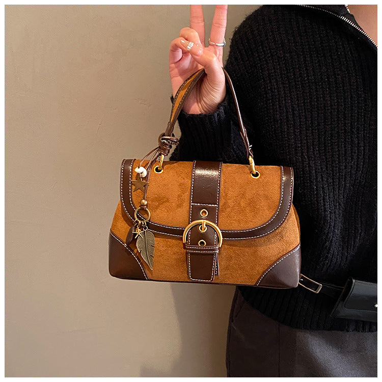 Women's High-grade Suede Hand Holding Saddle Fashion Shoulder Bags