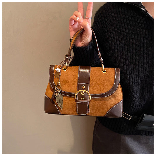 Women's High-grade Suede Hand Holding Saddle Fashion Shoulder Bags