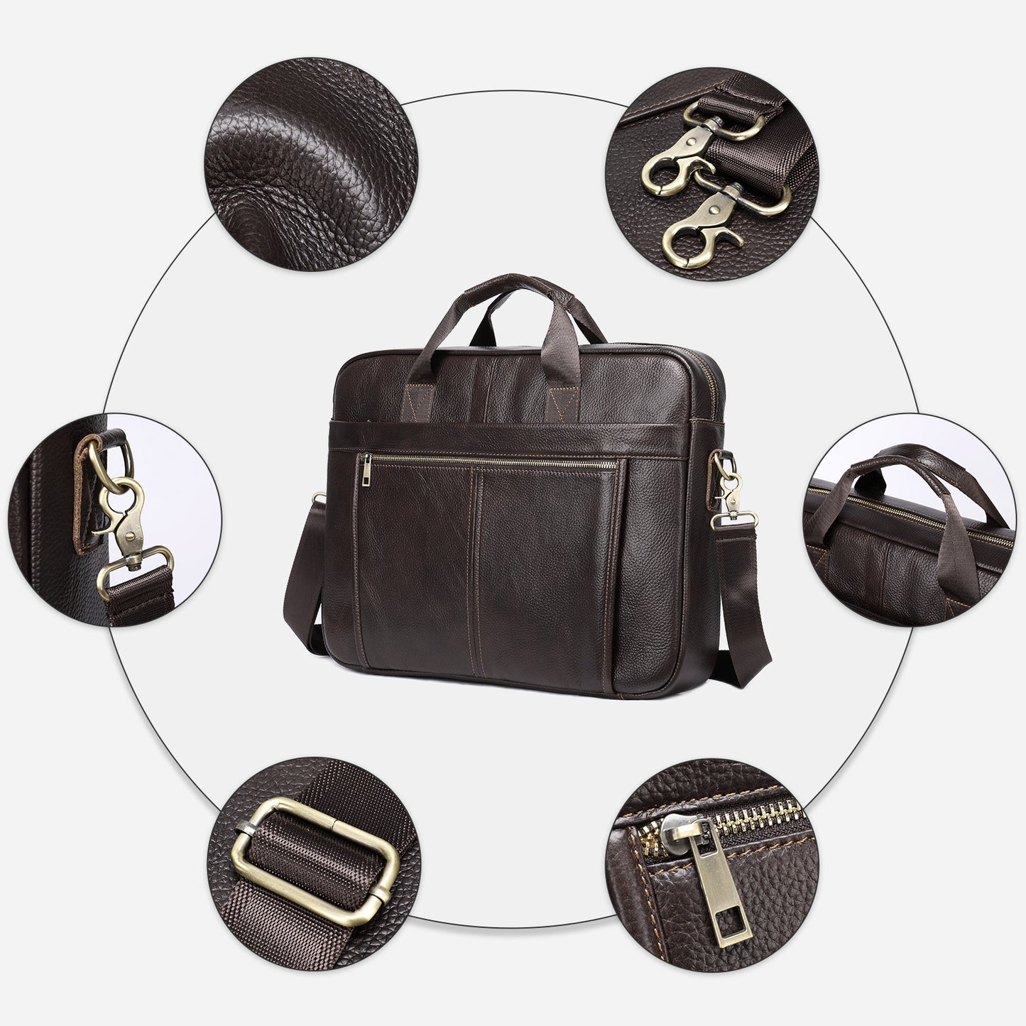 Men's Fashion Genuine Leather Business Computer File Bags