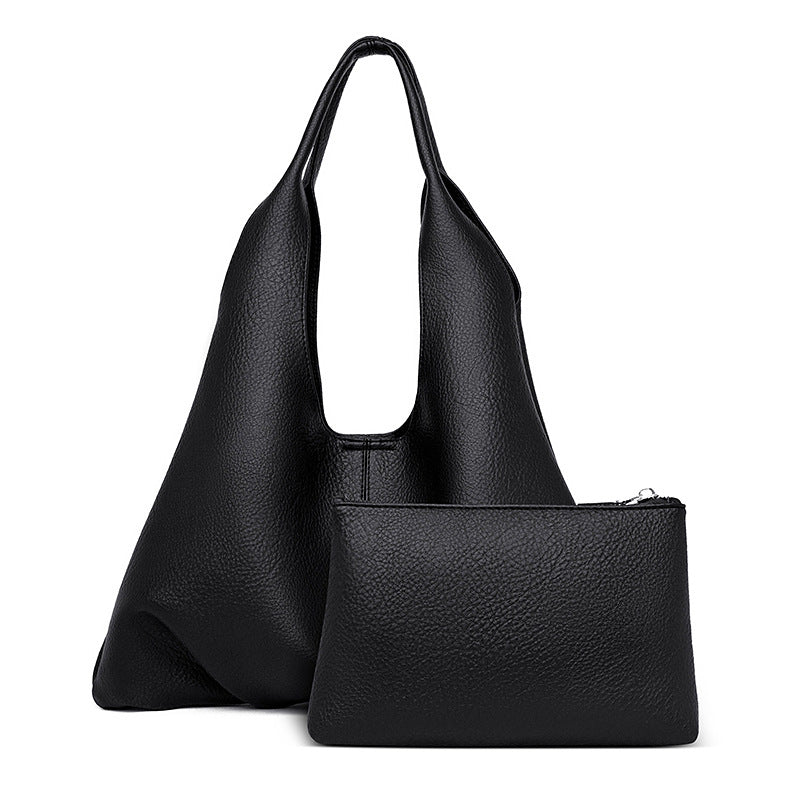 Women's Lychee Pattern Simple Trendy Large Capacity Soft Leather Women's Shoulder Bag