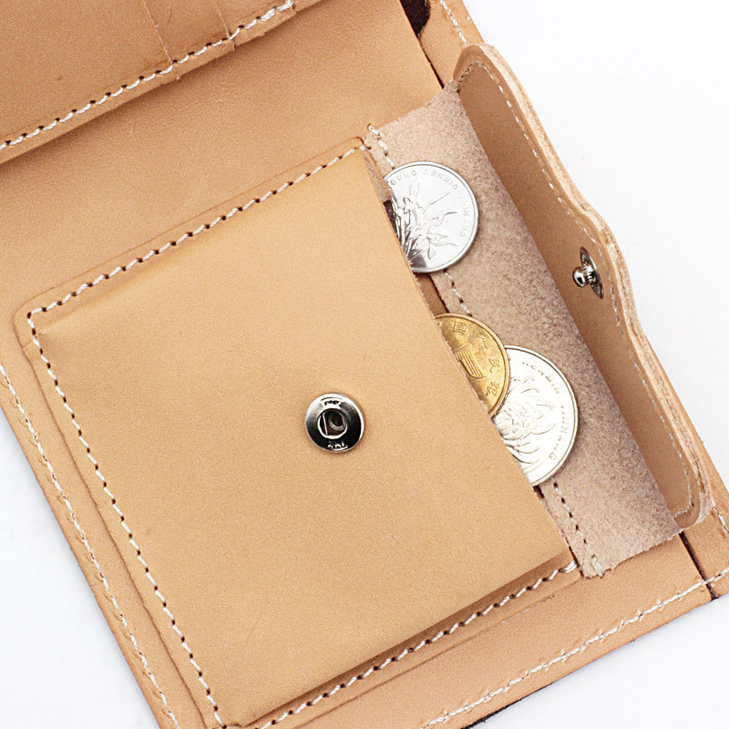 Men's Style Handmade Vegetable Tanned Leather Two Fold Short Men's Wallet