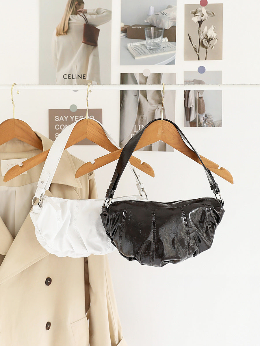 Women's Korean Style Pleated Dumpling Retro Textured Soft Leather Underarm Niche Bags