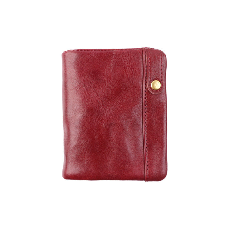 Women's Tanning Leather Classic Short For Handmade Genuine Multiple Slots Card Holder
