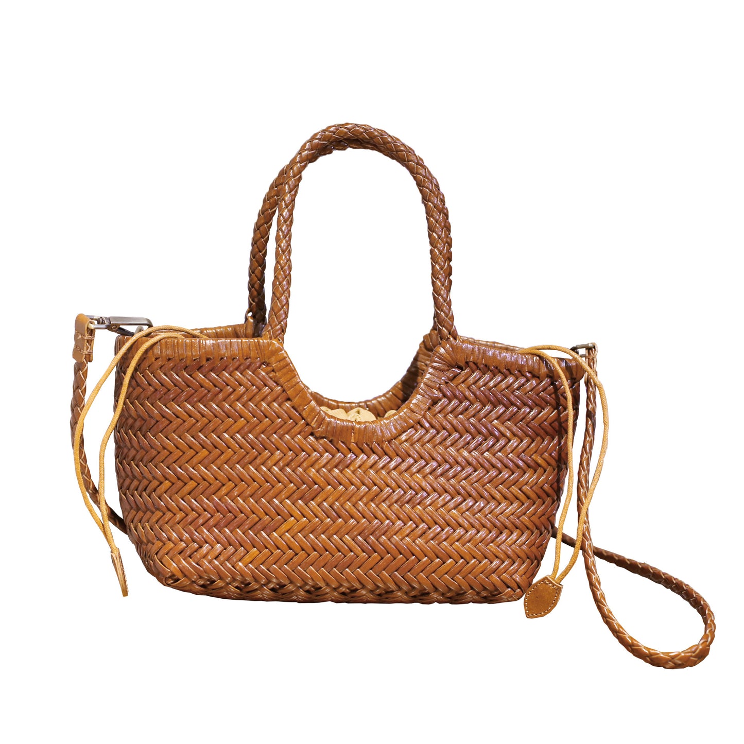 Women's Korean Retro Curved Mouth Woven Authentic Leather Weave Vegetable Women's Handbag