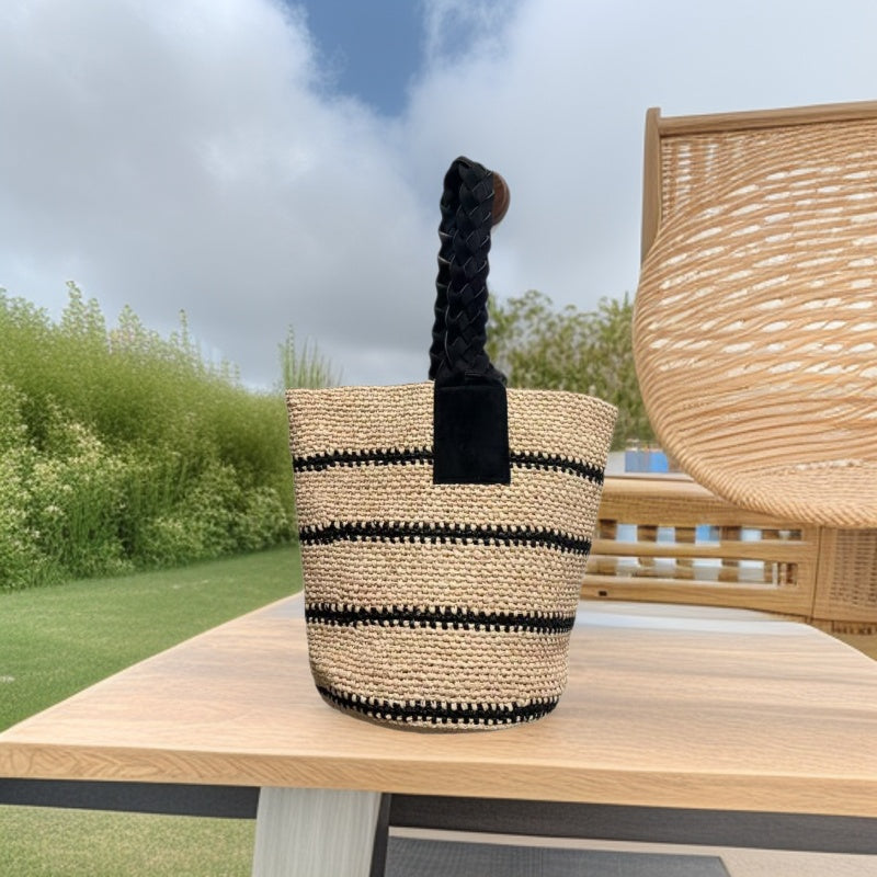 Women's Crocheting Raffia Striped Summer Seaside Holiday Women's Handbag