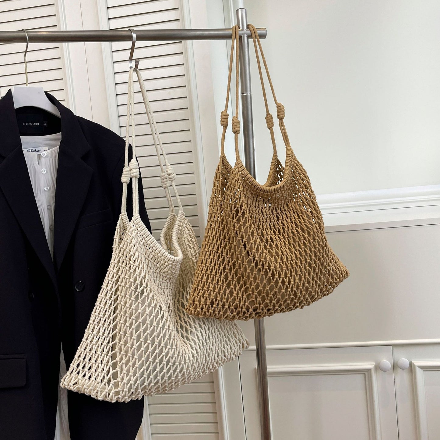 Simple Woven Personality Trend Seaside Holiday Hollow Western Style Large Bags
