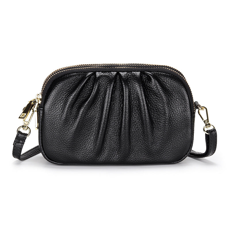 Women's Genuine Wrinkled Soft Large Capacity Simple Women's Leather Bag