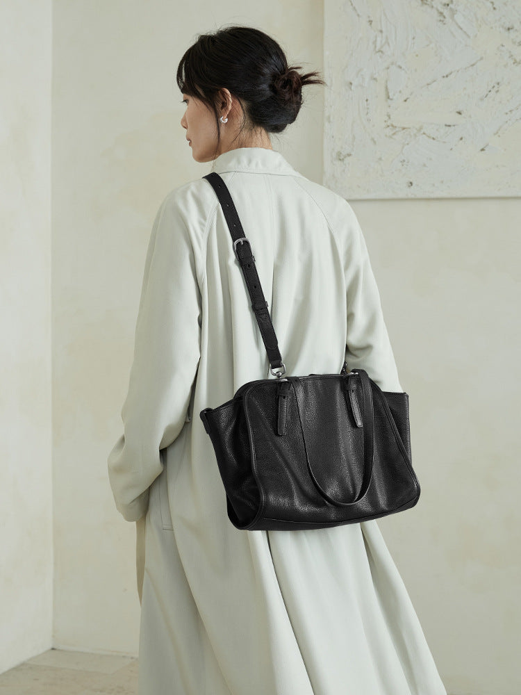 Women's Bowling Vegetable Tanned Leather Cowhide Portable Vintage Genuine Large Women's Shoulder Bag