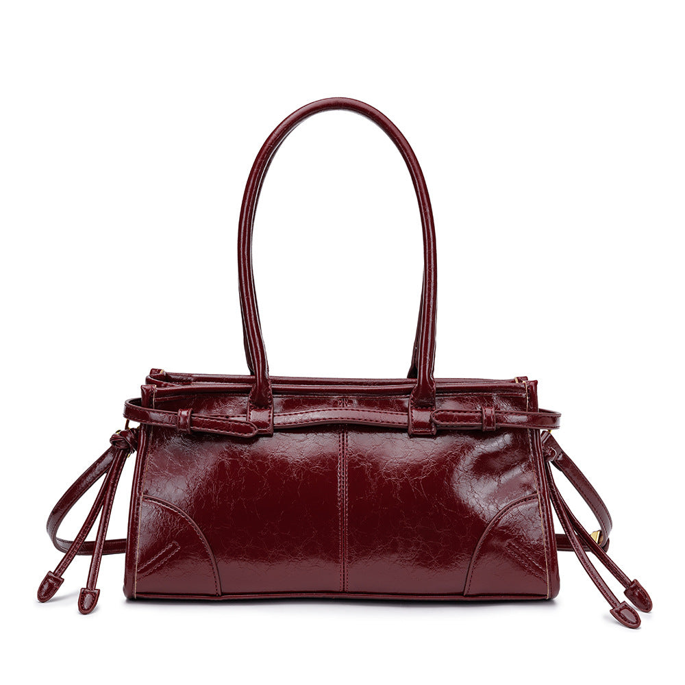 Women's Portable Underarm Oil Wax Leather Vintage Women's Handbag
