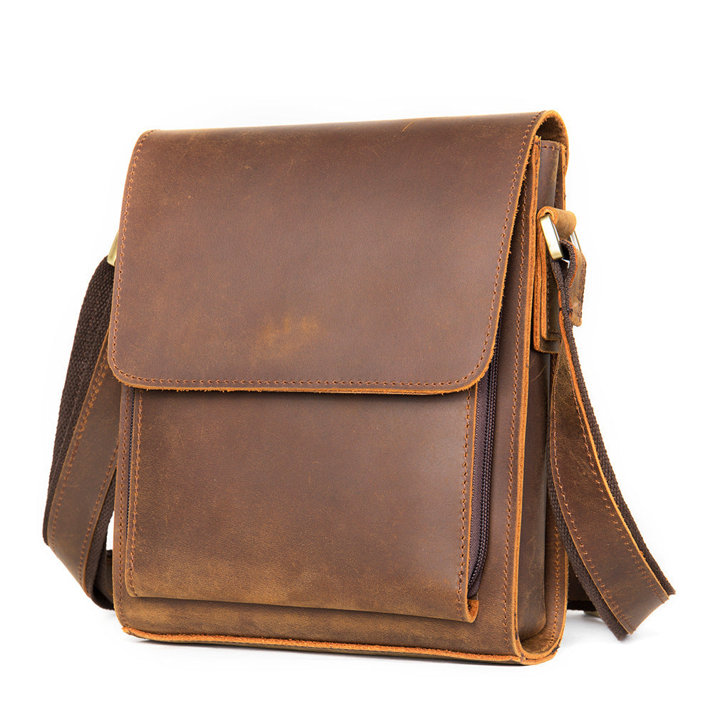 Men's Genuine Leather Crazy Horse Retro Shoulder Bags