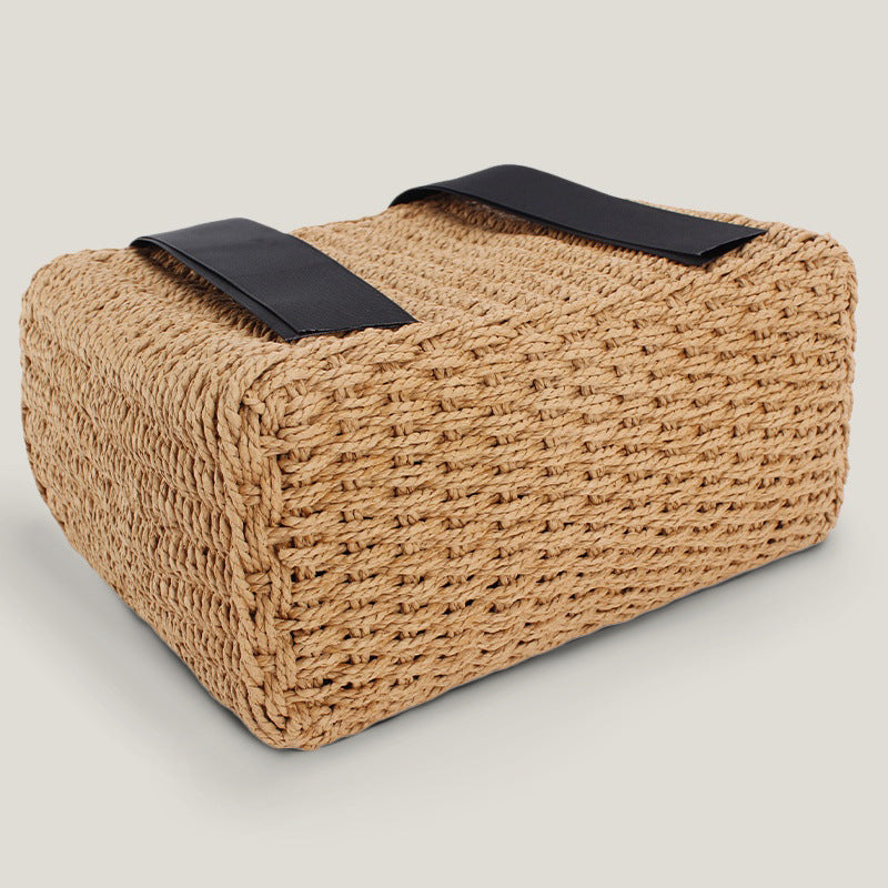 Women's Simple Hand-held Woven Ribbon Solid Color Bags