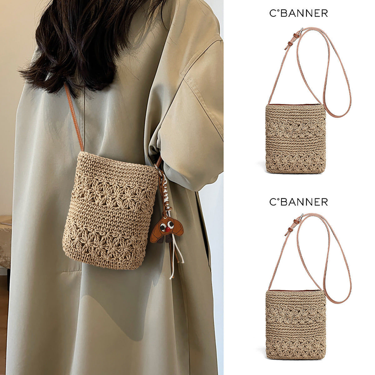 Women's Woven Cell Summer Cotton Beach Women's Messenger Bag