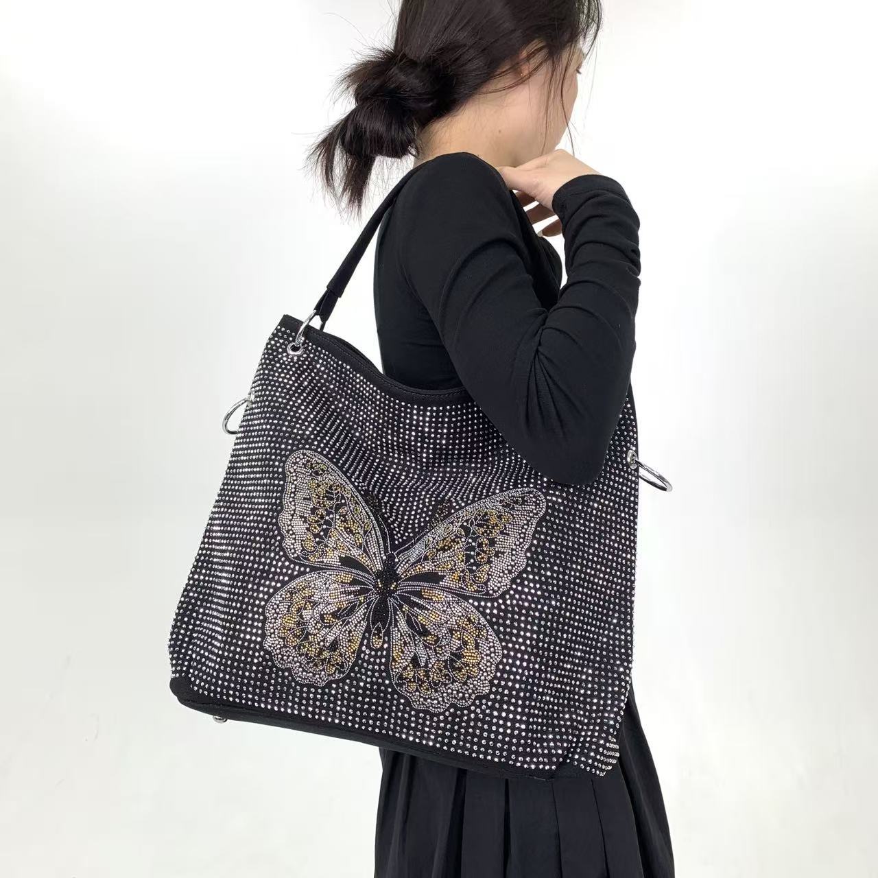 Women's Elegant Graceful Shiny Butterfly Large Capacity Light Handbags