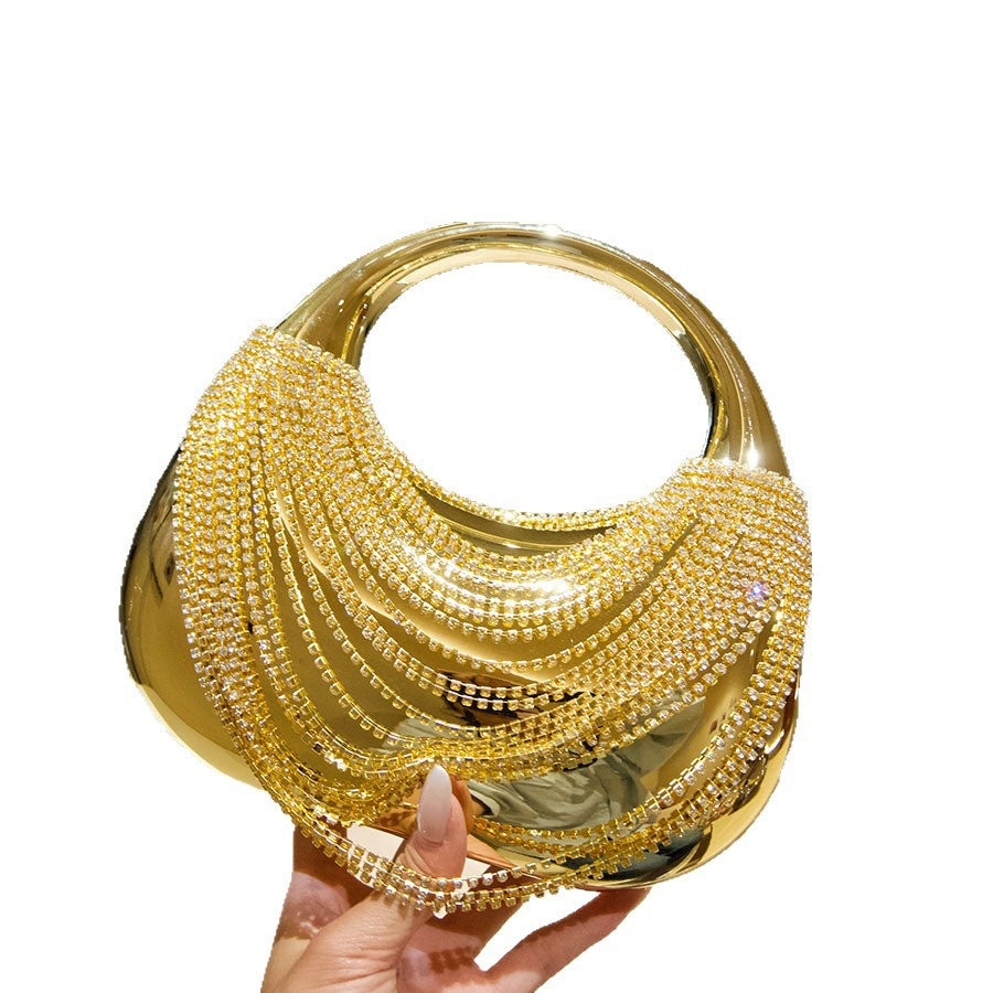 Metal Water Chain Full Rhinestone Tassel Pendant Colorful Acrylic Bags