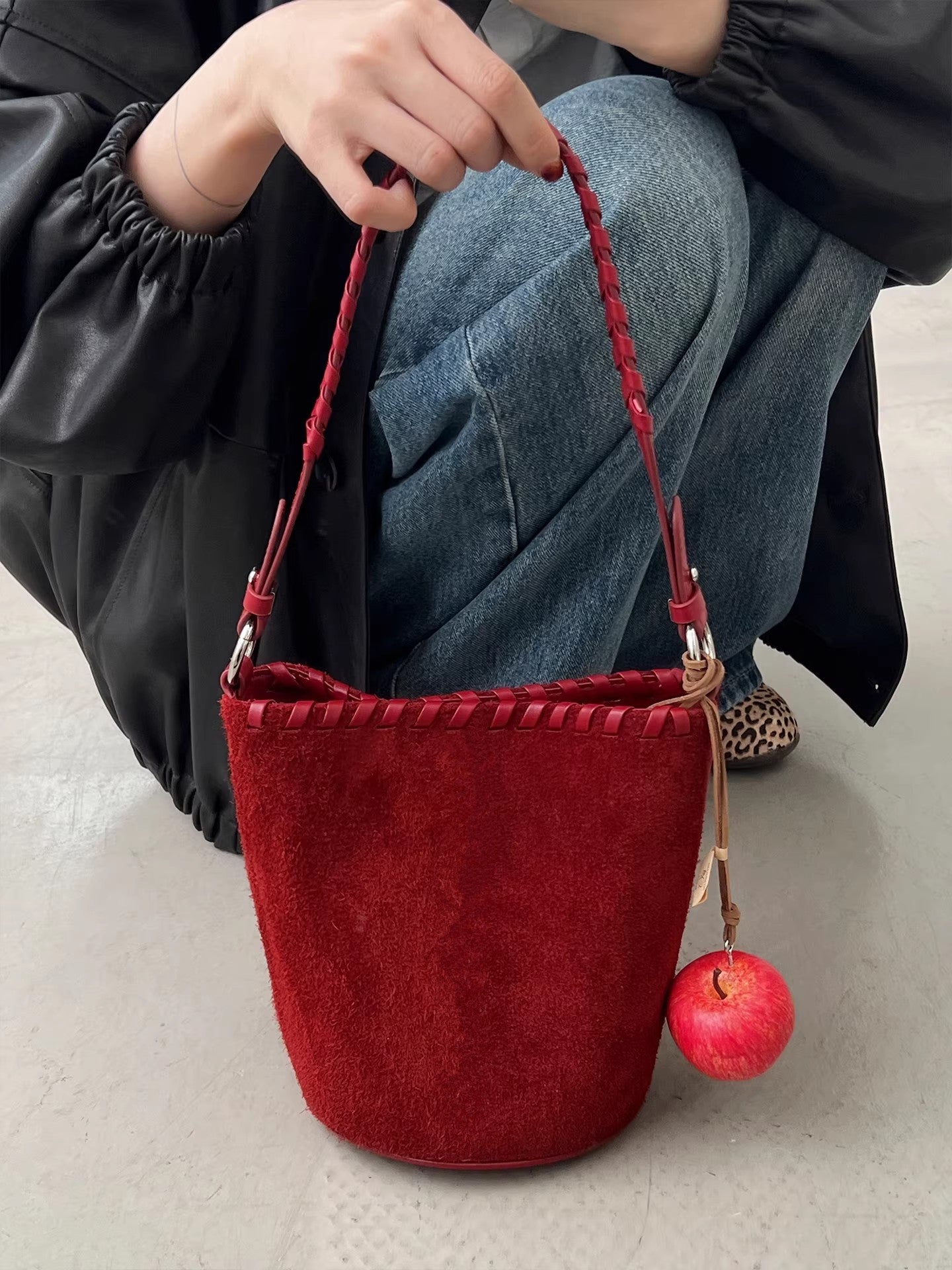 Women's Layer Cowhide Vegetable Tanned Genuine Leather Portable Christmas Gift Red Women's Messenger Bag