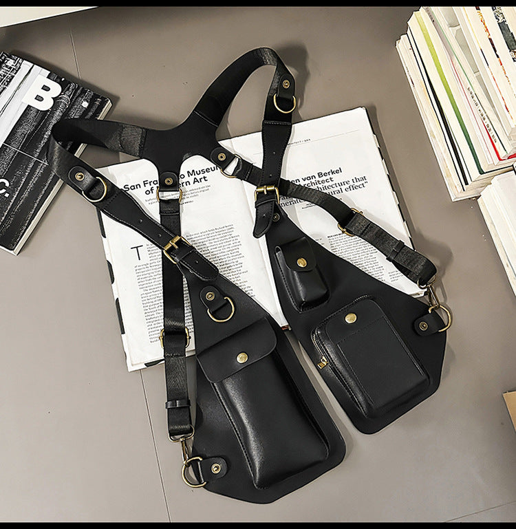 Men's Vest Fashion Design Sense Motorcycle Retro Men's Chest Bag