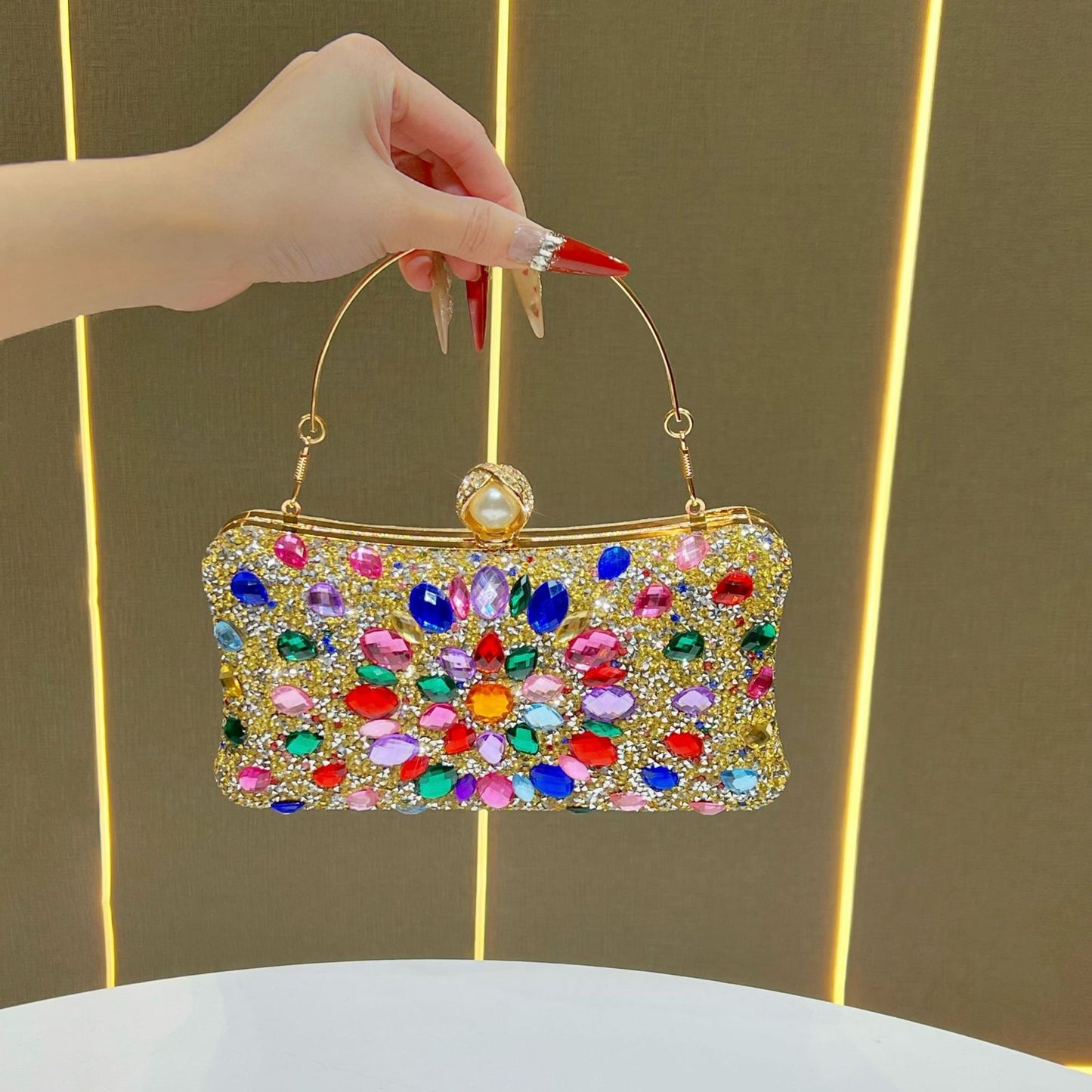 Women's High-grade Fashion Clutch Light Luxury Rhinestone Dinner Bag