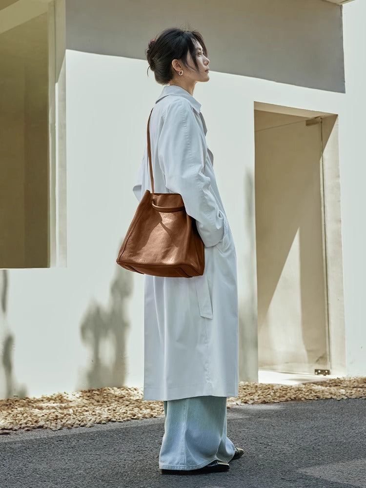 Commuter Large Capacity Genuine Leather Vegetable Women's Shoulder Bag