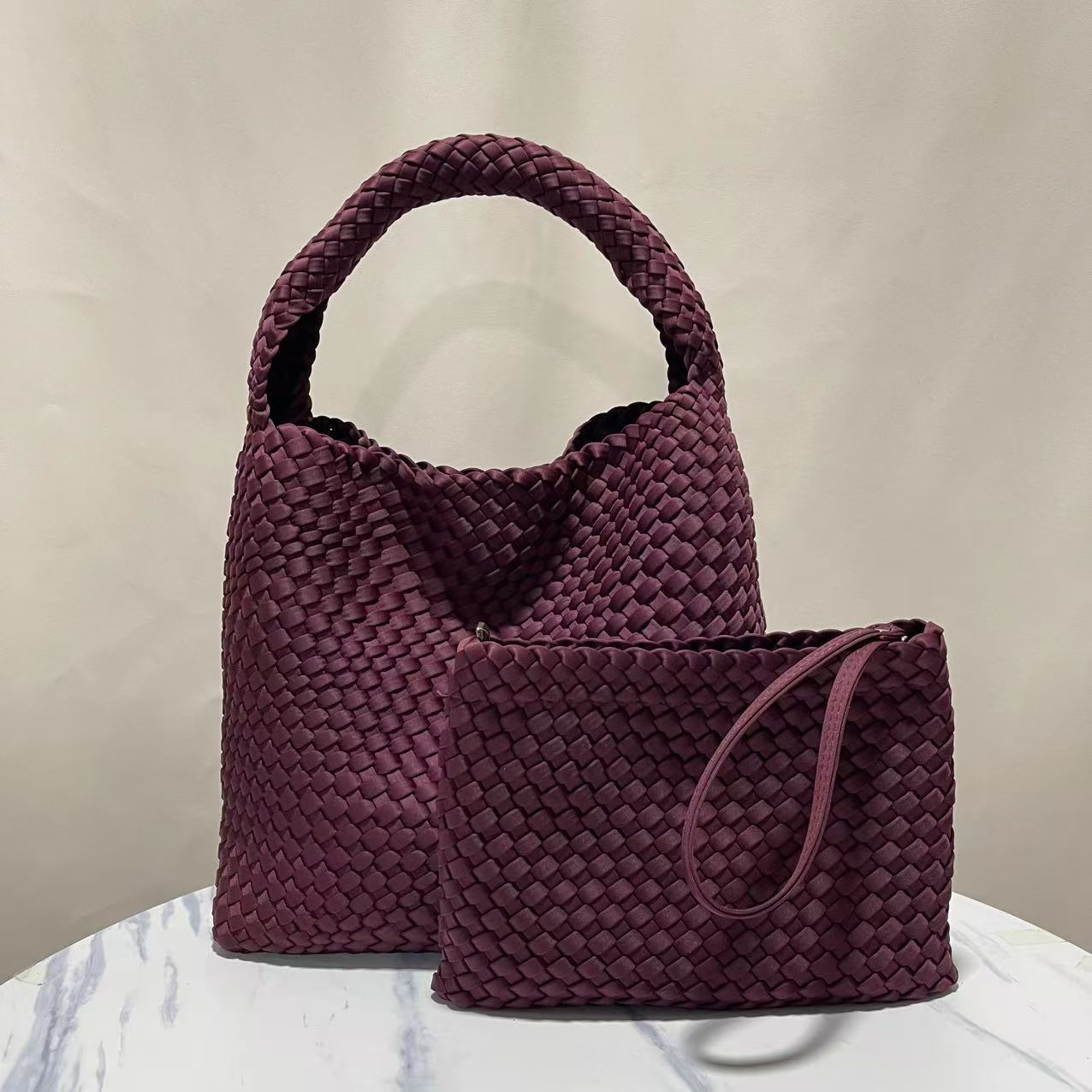 Women's High-grade Handmade Nylon Woven Neoprene Large Capacity Bags