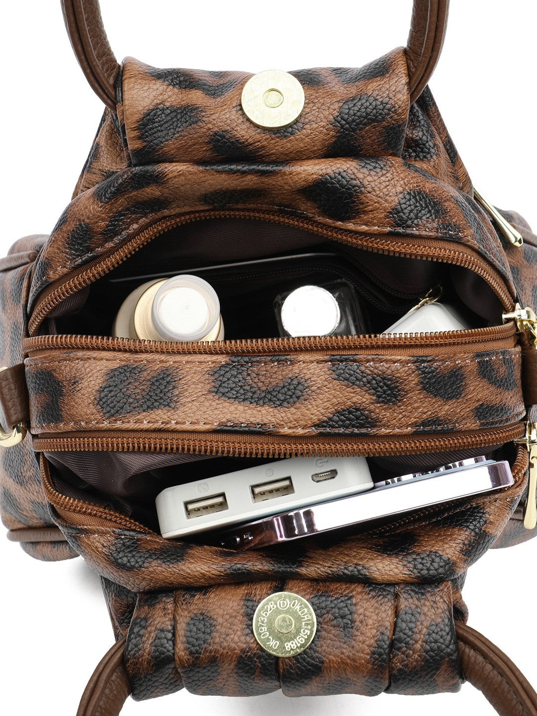 Women's Leopard Print Large Capacity Pleated Cloud Women's Handbag