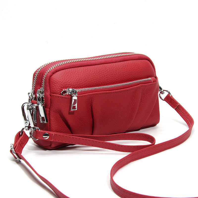 Women's Leather Large Capacity Fashionable Simple Pleated Lightweight Women's Messenger Bag