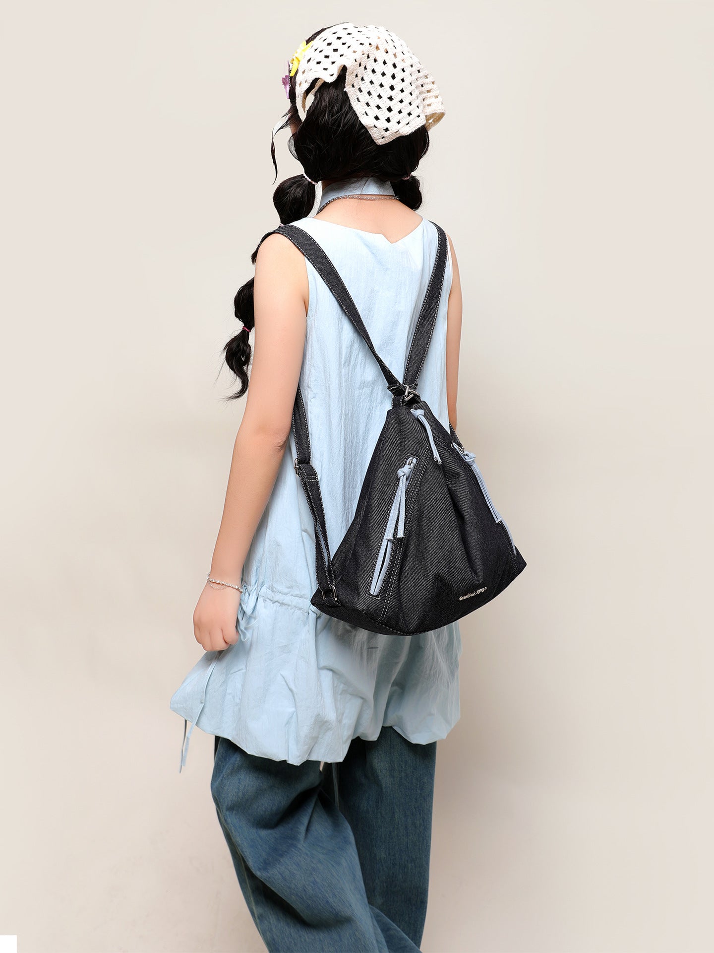 Summer Blue Jean Simple Canvas Commuter Women's Shoulder Bag
