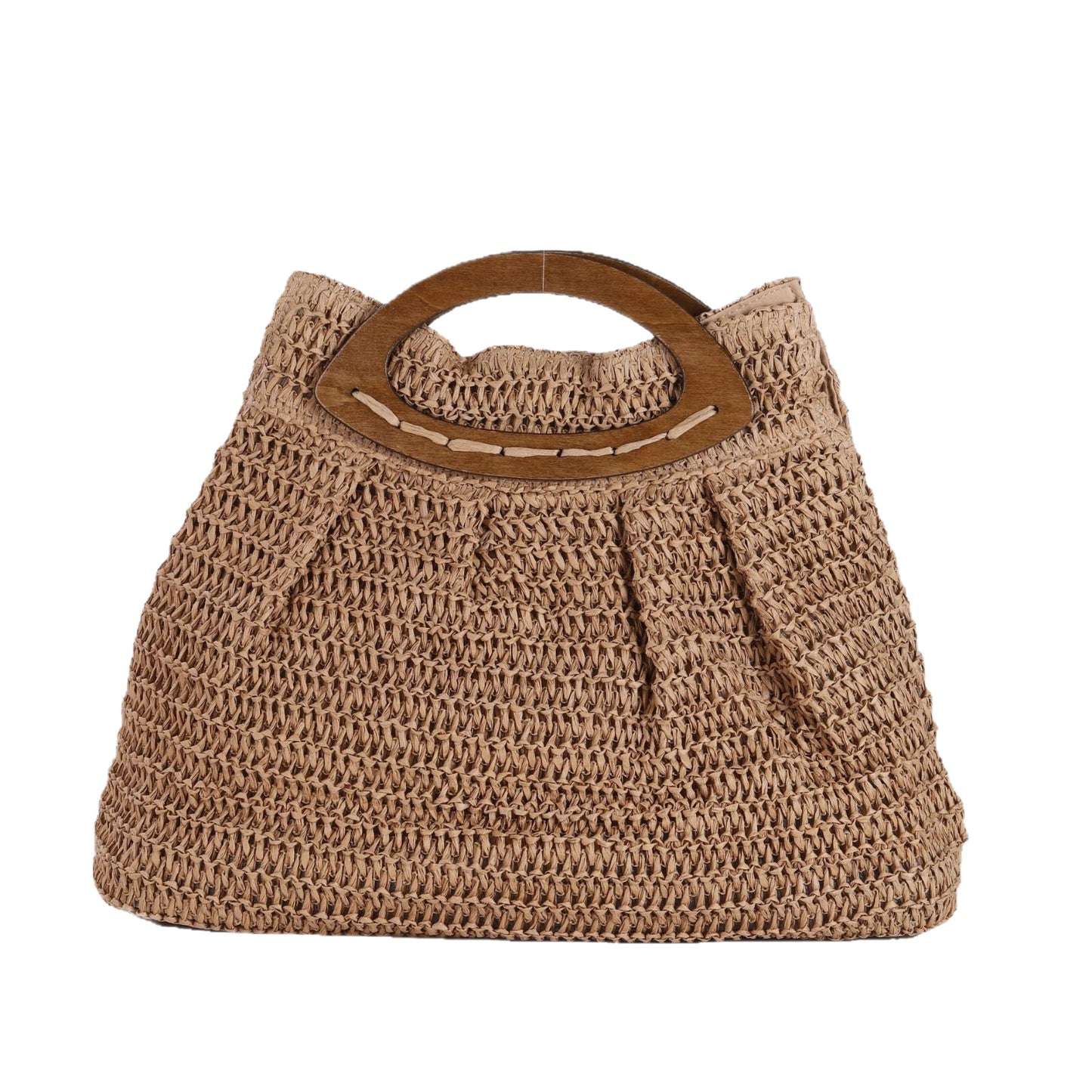 Women's Mori Style Wooden Straw Beach Idyllic Women's Handbag