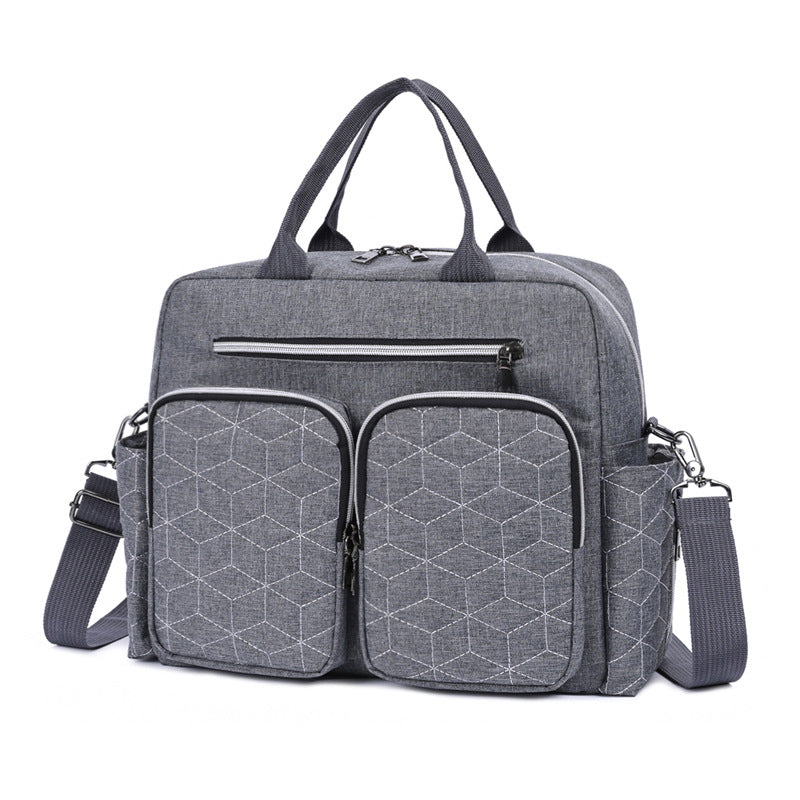 Women's Horizontal Double Pocket Diaper Embroidery Thread Style Lightweight Mummy Bag