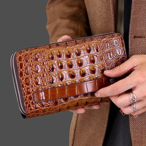 Men's Fashion Embossing Crocodile Pattern Large Capacity Men's Clutch