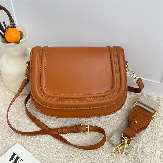 Retro Solid Color Saddle Niche Texture Portable Women's Messenger Bag