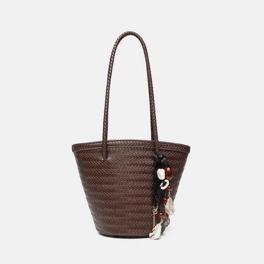 Autumn Niche High-grade Woven Vegetable Basket Simple Commute Portable Women's Shoulder Bag