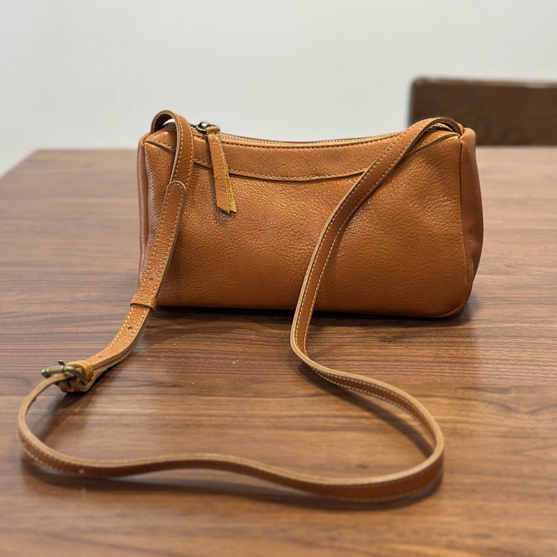 Women's Simple Brown Yellow First Layer Leather Genuine Women's Messenger Bag