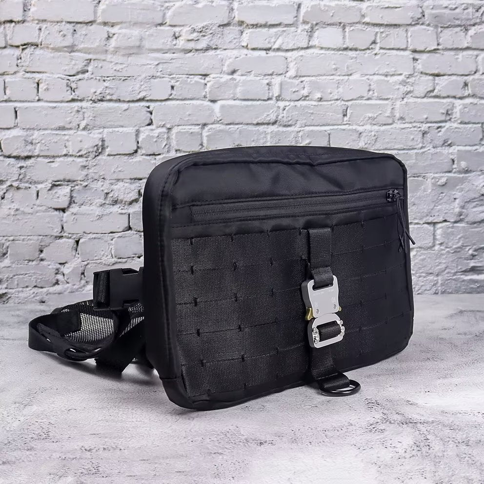 Men's Black High Street Hip Hop Shoulders Sports Satchel, Hanging Bag