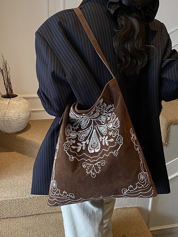 Chinese Style National Frosted Embroidered Commuter Women's Shoulder Bag