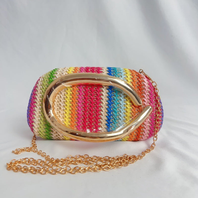 Creative Metal Chain Box Clutch Banquet Dinner Bag
