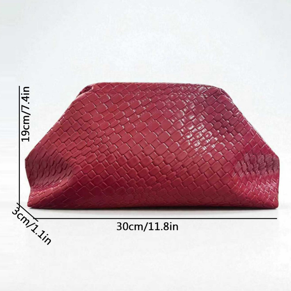 Women's Woven Pattern Dinner Angora Red High Texture Women's Clutch