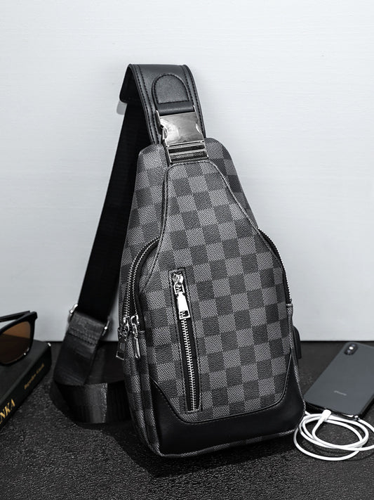 New Men's Classic Plaid Commute Minimalist Men's Bags