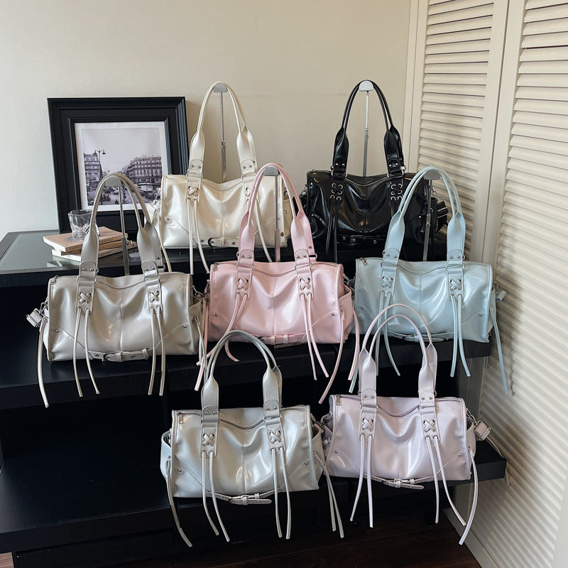 Women's Trendy Large Capacity Tassel Motorcycle Fashion Tote Bag