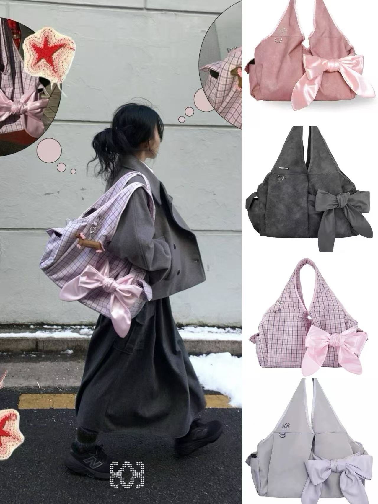 Niche Bow Portable Large Capacity Fashion Tote Bag